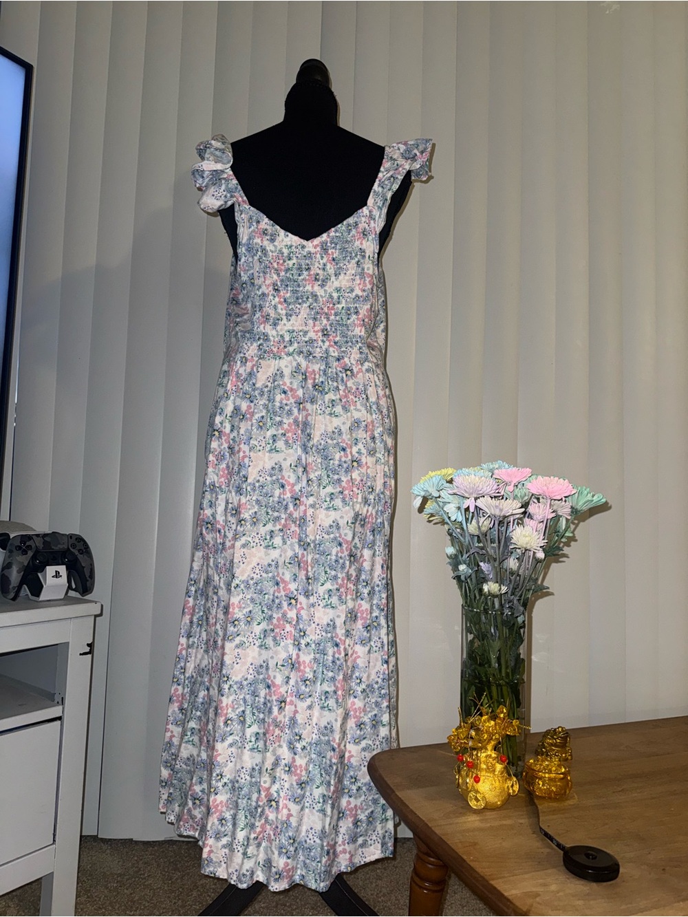 Arizona Jean Company Pastel Floral Ruffle Strap Maxi Dress